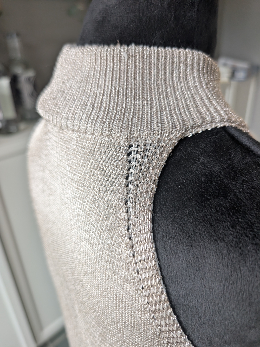 Metallic Sleeveless Mock Neck Tank - Champagne Gold - Picture 5 of 5